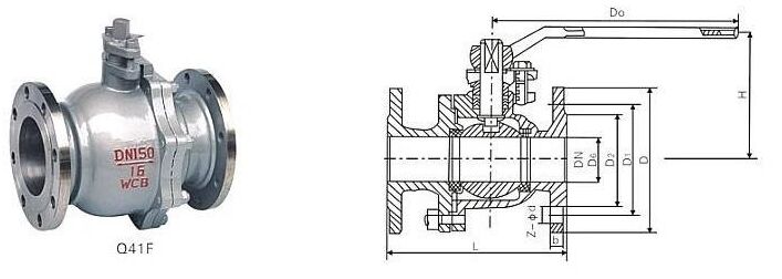 法蘭碳鋼球閥結構（gòu）圖